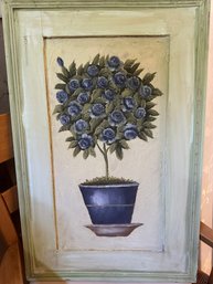 Blue Flowered Framed Tree Print - G3