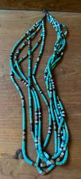 Multi Strand Beaded Necklace Turquoise? Native American? - J2