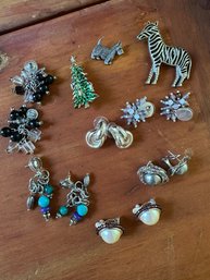 Pins And Earring Lot Of Clip & Pierced - J7