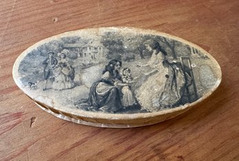 Antique Paper Oval Box Made In France - J12