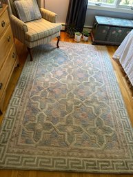 Patterned Pastel Wool Rug In Greens, Pinks, Blues And Cream - A5