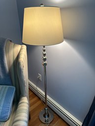 Shiny Silver Tone Floor Lamp With Shade - A6