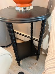 Black Wooden Accent Table With Faux Turned Legs - Fr23