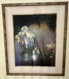 Large Framed And Wide Matted Floral Print - Hall