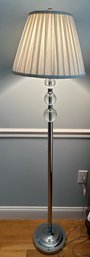 Shiny Silver Tone Floor Lamp With Glass Ball Details - D6
