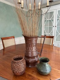 Three Decorative Accessories - Includes Heavy Teardrop Copper Pitcher - K4