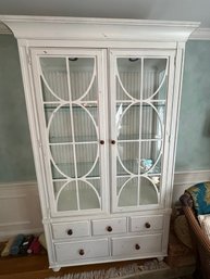 Drexel Studios Lighted Glass Front Showcase Cabinate In Weathered Look - D5