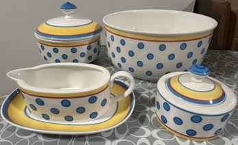 Villeroy & Boch Twist Anna Large Bowl, 2 Covered Dishes, Gravy Boat & Plate - F4