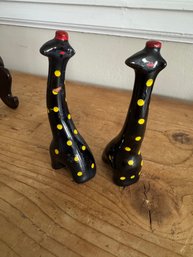 Vintage 1950s MCM Giraffe Shakers . One Shows Repair