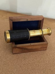 Brass Small Spyglass Telescope Comes In Wooden Box