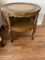 Two Matching Mid Century Round End Tables With Shelf  - L06