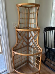 Corner Rattan 3 Glass Shelf Corner Unit - K04