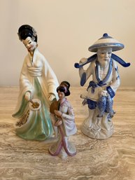 2 Asian Figurines Includes Signed Joseph Originals Geisha - D29