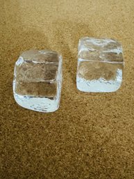 Vintage Simon Pearce Crystal Studio Art Ice Cube Paperweight 1 1/4'