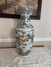 Chinese Famille Verte Porcelain Vase 25' Tall