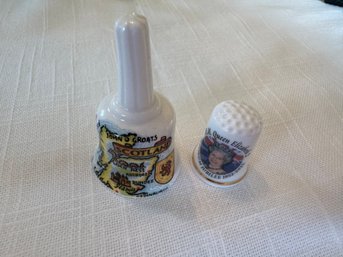 2 Souvenir Thimbles: H.M. Queen Elizabeth Platinum Jubilee & Scotland - J28