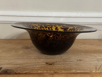 Tortoiseshell Pattern Murano Art Glass Centerpiece Bowl Nice Condition