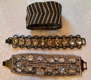 2 Silver Tone And 1 Black Wide Chunky Bracelets..11