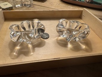 Vintage Pair Of Daum France Glass  Salt Cellars