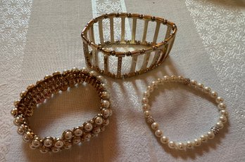 3 Timeless Pearl And/or Gold Tone Bracelets..16
