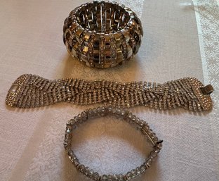 3 Stylish Chunky Bracelets In Gold Tones And Crystals..19