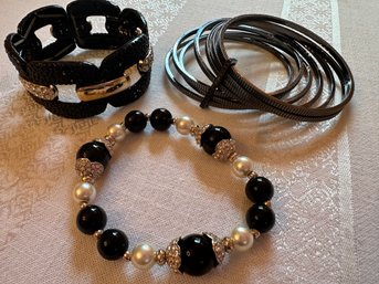 Rebecca Minkoff Bangles And 2 Coordinating Black Bracelets..21