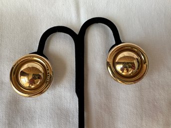 Vintage Large 14k Yellow Gold I LOVE YOU ENGRAVED In 3 Languages AROUND Edge Of Earrings SIGNED - 4