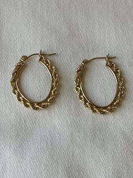 10k Yellow Gold Oval Rope Hoops - 14