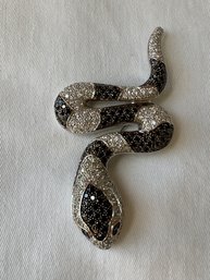 Stunning Sterling Silver Large Jeweled Snake Pin - 16