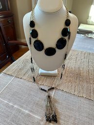 White House Black Market Long Beaded Necklace & Black Statement Necklace - J17