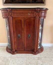 Marble Top Credenza/ Etagiere  With Brass Lion Pulls - D2