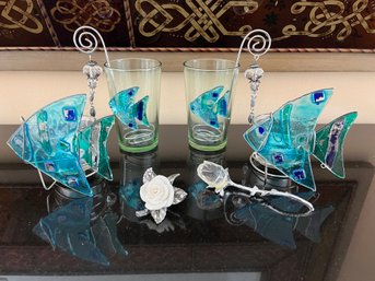 Pretty Fish Glasses, Candles, Etc - D3