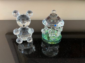 Crystal Glass Bear And Merry Go Round - D4