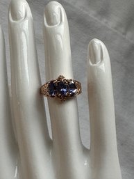 14k Rose Gold Tanzanite With Diamond Accents Ring - 5