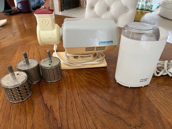 Vintage Electric Moulinex Cheese Grater With Attachments And Coffee Bean Grinder - D11