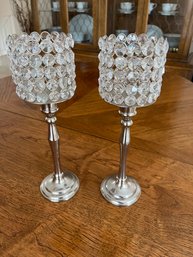 Pair Of Sparkly Candle Holders - D16
