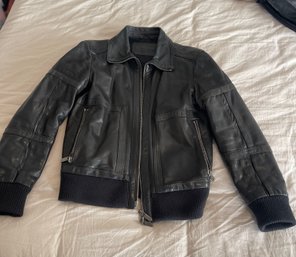 Black Dirk Bikkembergs Sport Couture Leather Jacket In Size 46.