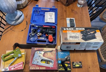 Sander, Welder, Staple Guns, Pry Bar, Staples