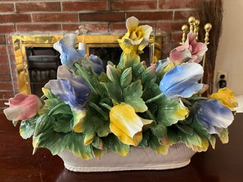 HUGE Made In Italy Porcelain Flower Centerpiece - Lv8