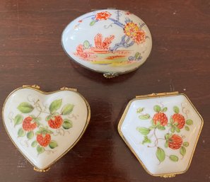 3 Limoges France Porcelain Trinket Boxes :Two Strawberry Design, One Oval - Lv 28