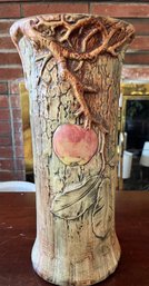 1915 Weller Flemish Woodcraft Apple Pottery Vase -lv32