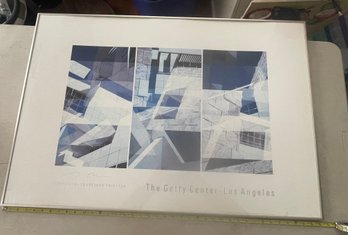 A Collectible Framed Architectural Art Print Titled 'Getty Center Courtyard Triptych' By Photographer Jenny Ok