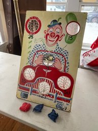 Vintage Carnival Clown Bean Bag Toss Game, Likely Dating From The 1950s Or 1960s