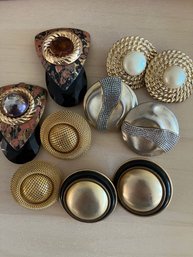 5 Pair Of Vintage Clip-on 1980s Earrings -J2
