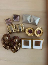 6 Pair 1980s Clip-on Earings 4 Are Square-J3