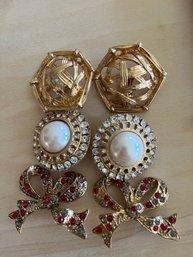 2 Pairs Of Heidi Daus And 1 Pair Of Les Bernard Earrings-J7