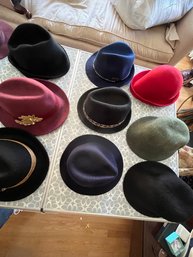 9 Lovely Felt Hats Includes One Red And One Green - H01