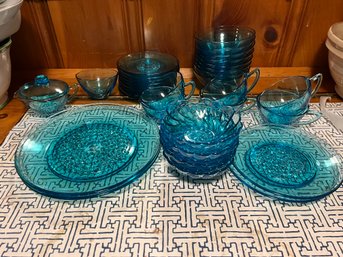 Hazel Atlas Turquoise Capri Luncheon Dishes - See Description - B01