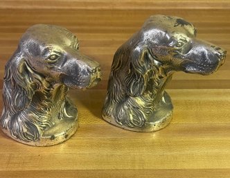 Pair Of Vintage  Irish Setter Dog Head Bookends Marked PMC