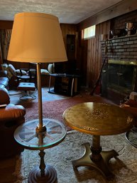 Retro Ships Wheel Lamp And Round Painted Table - B24